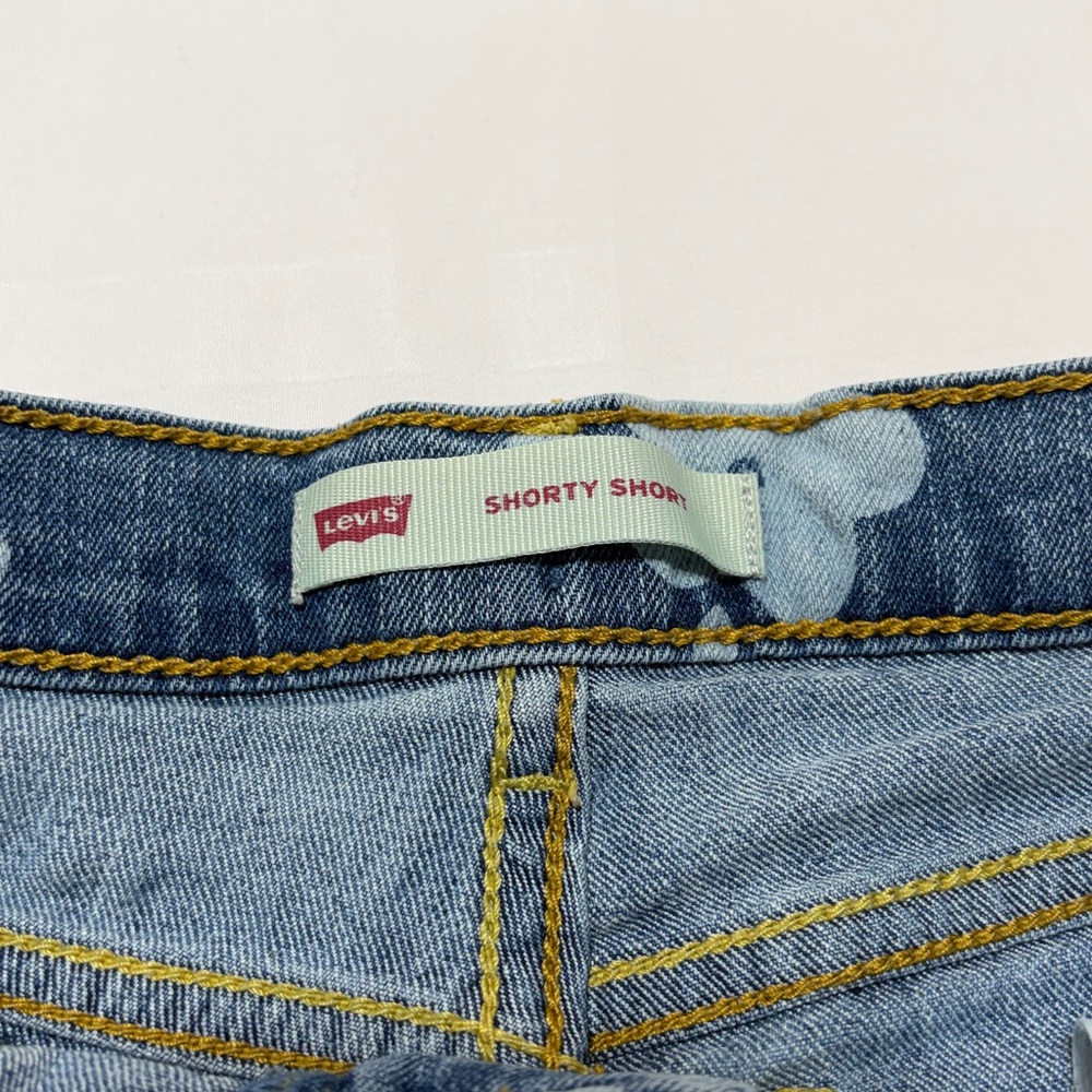 Levi’s Shorty Denim Shorts Floral Print Light Wash Girls 12 Regular - Picture 2 of 8